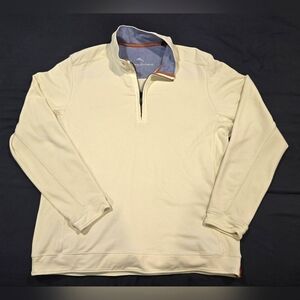 Tommy Bahama Men’s 1/4 Zip Pullover Size Large Cotton Blend Cream EUC